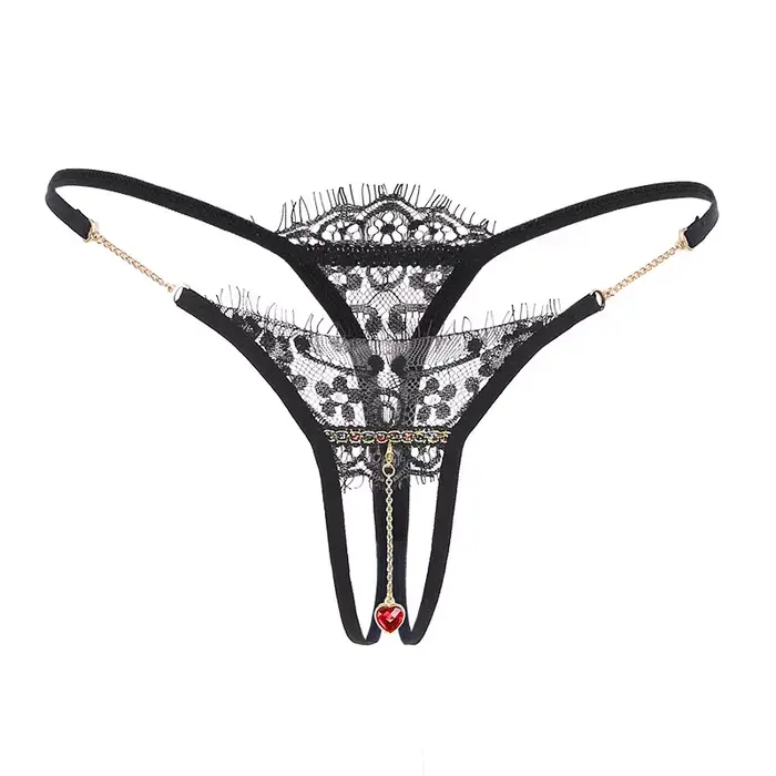 Entrejambe ouvert pendentif culottes femmes lingerie sexy sous-vêtements érotiques transparents dent