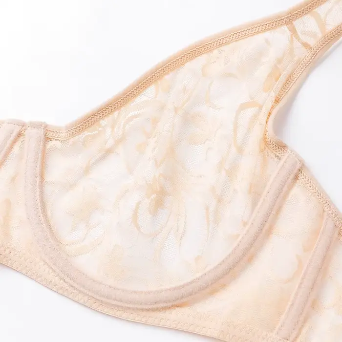 Podprsenka pre ženy veľká veľkosť čipka sieťka BH vrchná časť s kosticami výšivka priesvitná spodná bielizeň Sexy