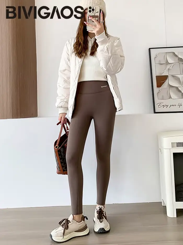 BIVIGAOS nouveau automne hiver alpaga velours requin Leggings femmes polaire épaissi chaud Leggings 
