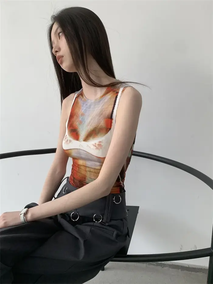 Contest ERART-Haut court sexy pour femme, Pixelate Icidal, Cyber Tsion, Précieux, Vêtements grunge, 
