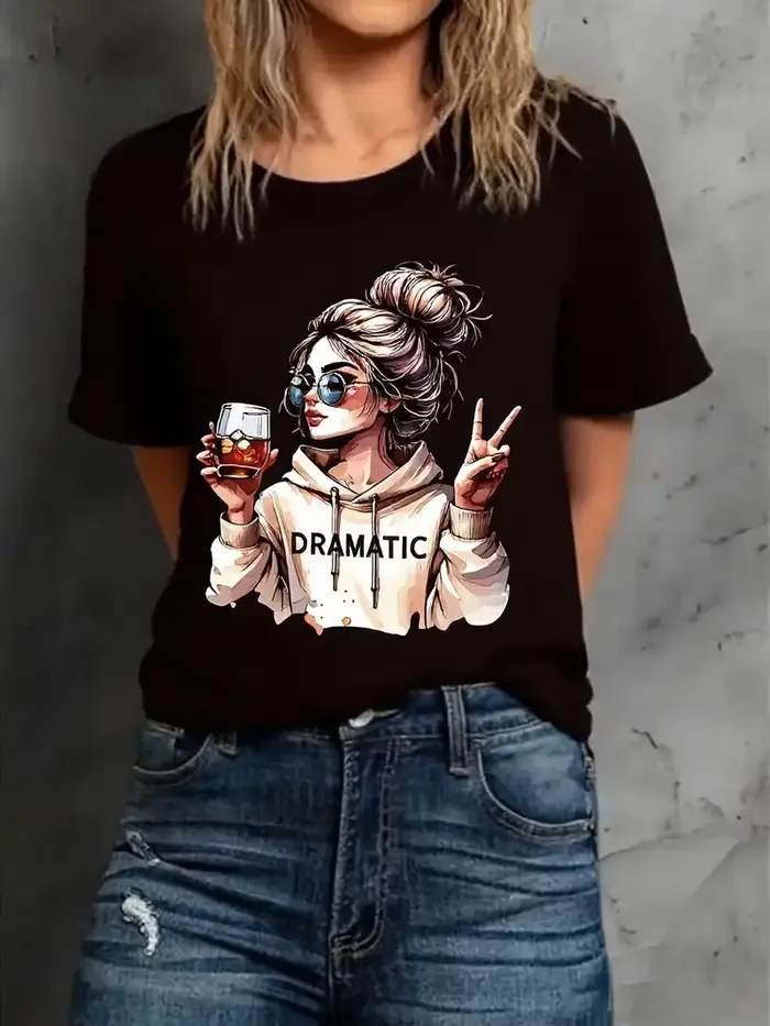 Dámske tričko s potlačou Streetwear 90. rokov „Dramatic“ s