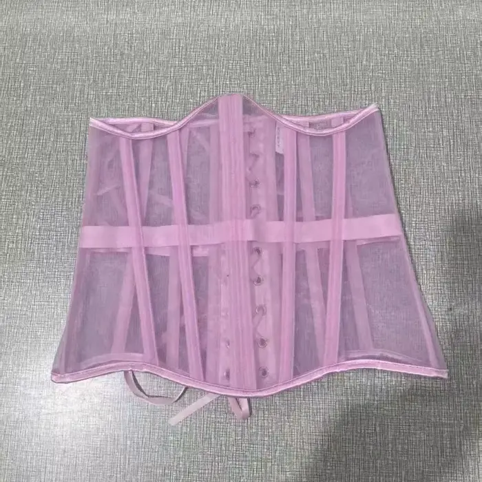 Viditeľné Dámske Mesh korzet, chudnutie opasok, Sexy, baliace hrudník, čipka-up popruhy s 16 pruhy, biela, červená, XXS na 5XL