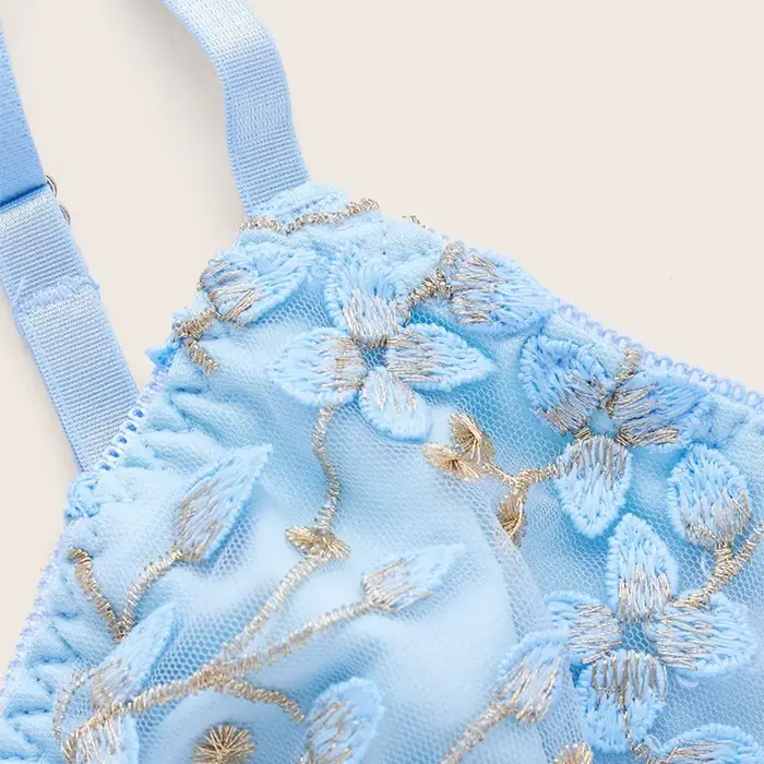 Dámske modré košieľka vesta podprsenka výšivky kvetinové korzety namontované fit univerzálne Lady vysoký korzet Sexy čipka Rayon Ultra-tenké hrubé podprsenky