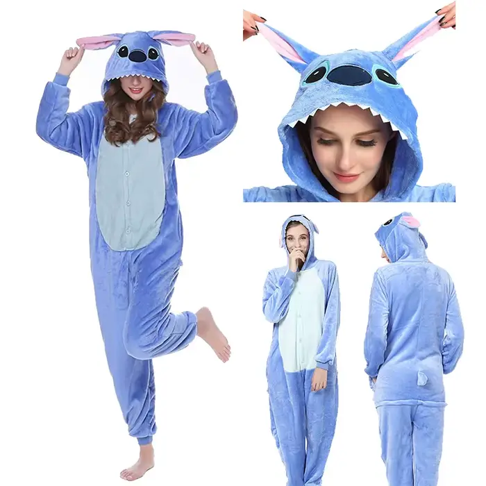 Lilo dot Cosplay Ženy obleky Kigurumi pyžamo roztomilé dot dieťa s kapucňou nočné oblečenie Halloween dospelí oblečenie