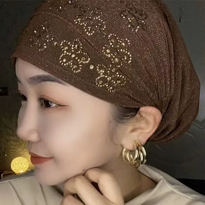 Letné diamantové turbany čiapky pre ženy elastické obalenie hlavy Čiapka moslimský Hidžáb