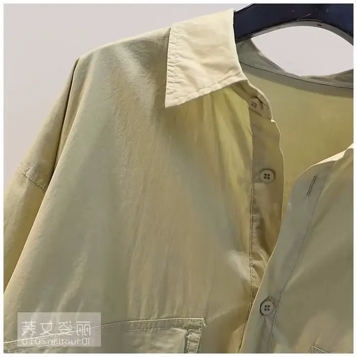 Chemise 50% Coton à Manches sulfpour Femme, Chemisier à Poches, Double Haut, Nouvelle Collection Pri