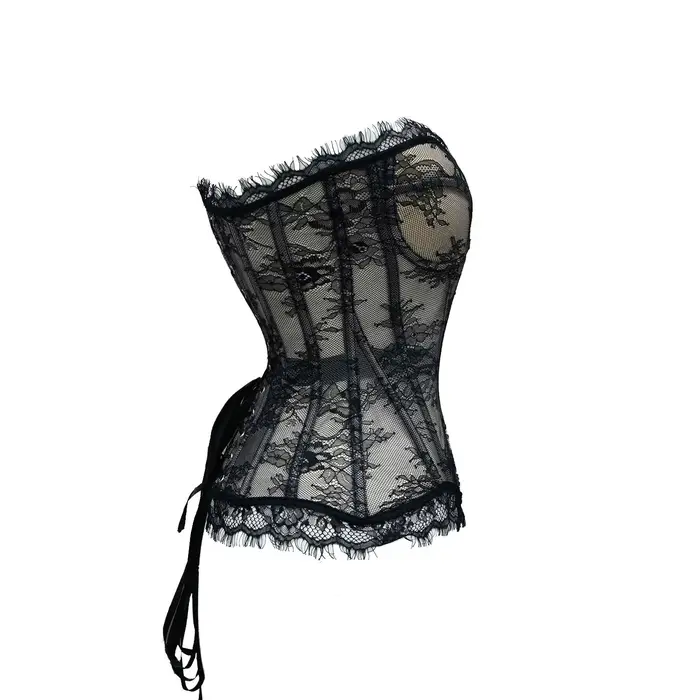 Bustier en nylon et élasthanne avec dentelle florale pour femmes, corsage sexy à lacets, élégant et sophistiqué pour occasions spéciales