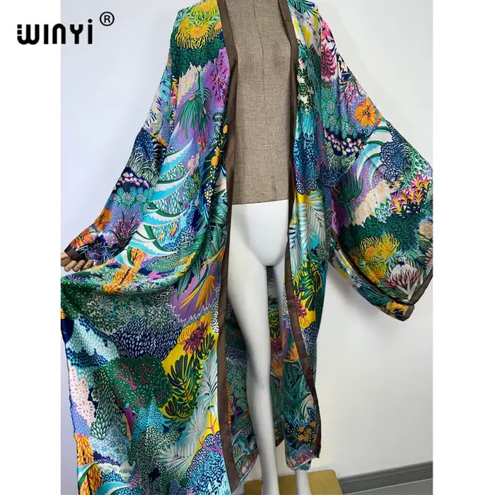 WINYI nouveau été femmes Cardigan point Cocktail Sexcy Boho Maxi vacances africaines manches chauve-