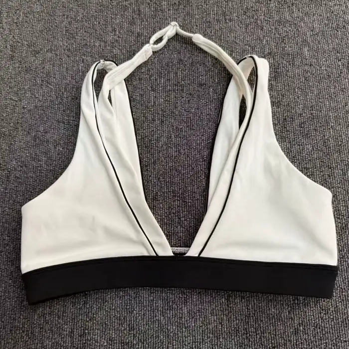 Corset d'entraînement de gymnastique bloc de couleur licou soutiens-gorge de Yoga pour femmes beau dos soutien-gorge de sport serré Fitness course tenue décontracté haut sans tasses sport et loisirs