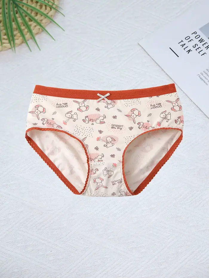 Lot de 6 culottes en coton imprimées mignonnes pour femmes, culottes confortables sans couture à taille mi-haute, décontractées et sportives