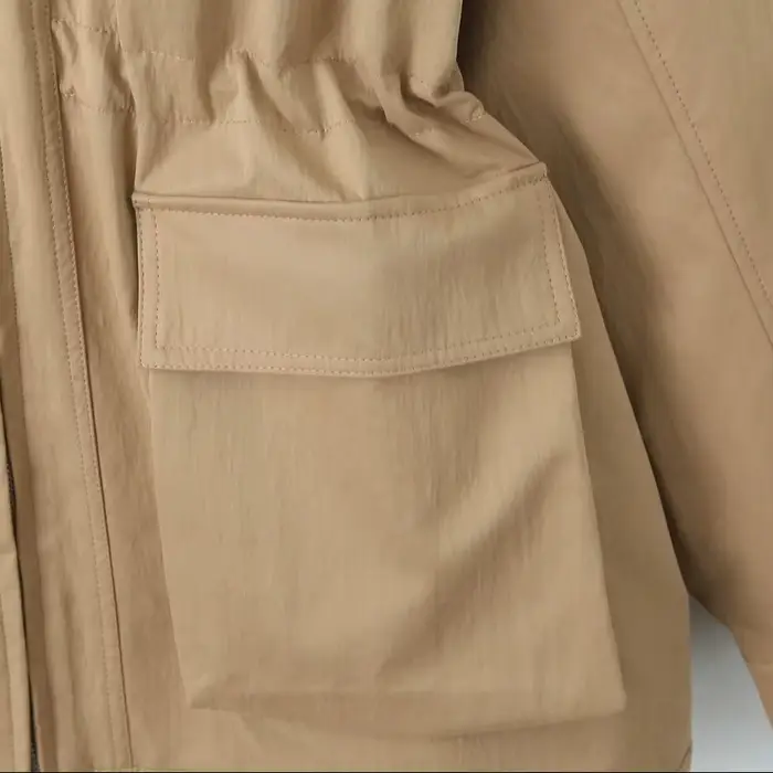 Manteau Safari en Faux Cuir Épissé pour Femme, Veste à Fermeture Éclair, 2 Poches Avant, Taille arti