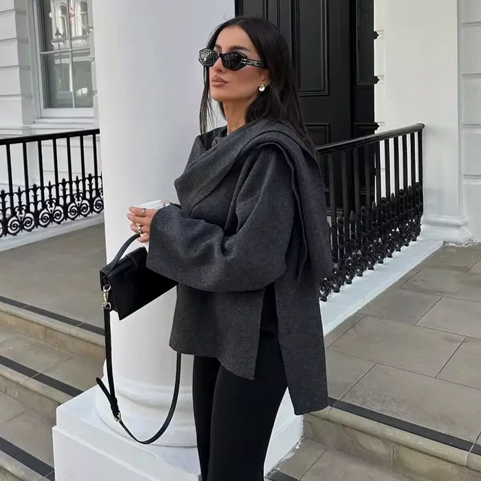 MUJER plyšové zimné kabáty pre ženy asymetrická šálka Polosezónna bunda pre