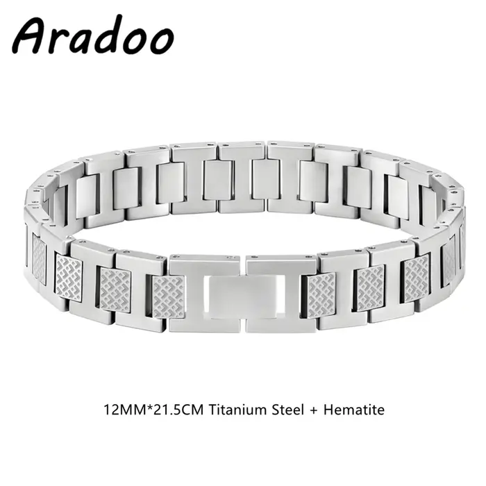 ARADOO – Bracelet en titane et acier pour hommes, chaîne à maillons à motif Crocodile, bijoux d'affa