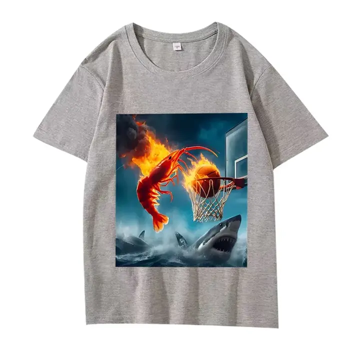 Crevettes Dunking on Shark graphique t-shirt rétro pêche Meme t-shirt femmes à manches courtes été h