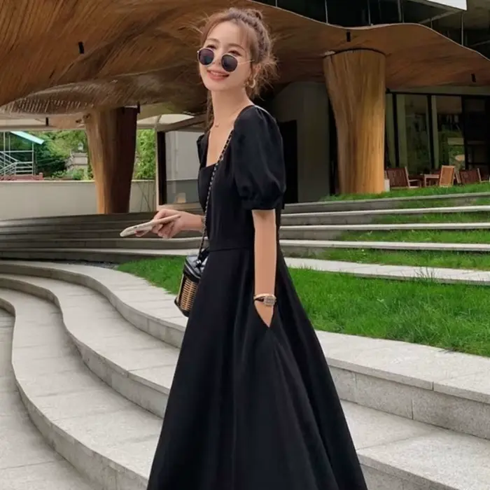 Elegantné čierne vintage šaty pre ženy
