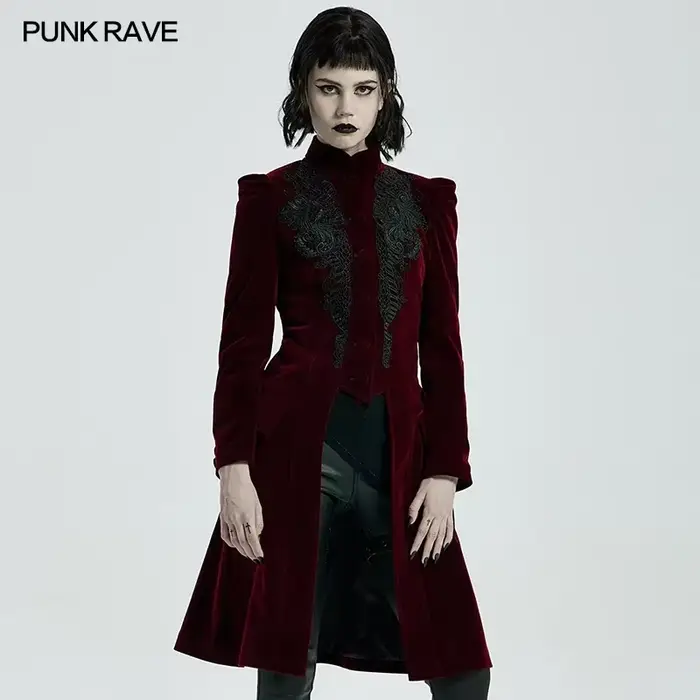 PUNK RAVE - Gotický polodlhý kabát pre ženy