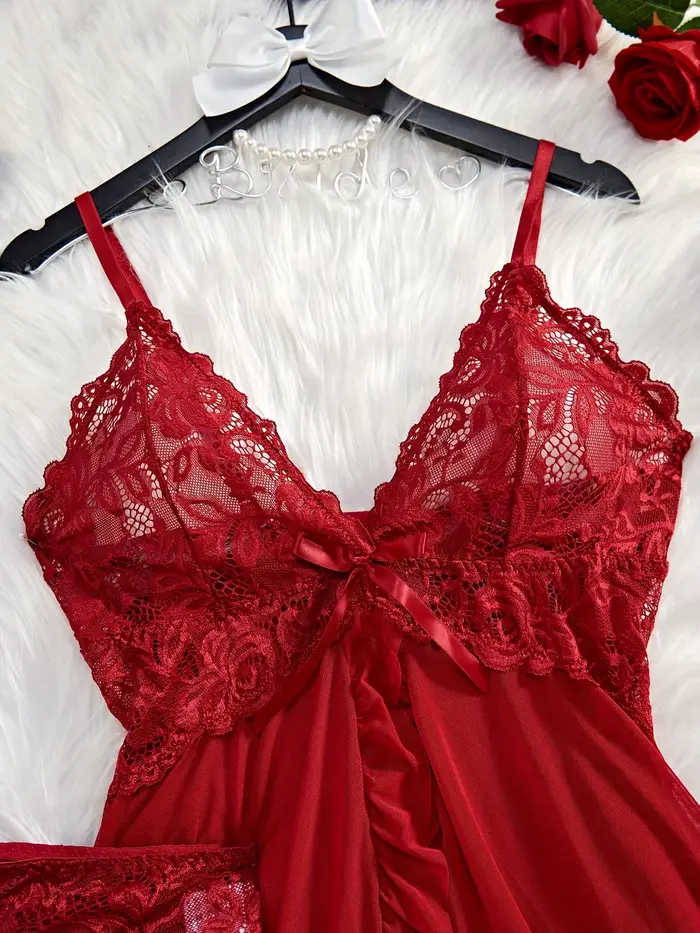 Dámske čipky spodná bielizeň Set, Sexy nočná košeľa, Romantická prehrabaná nočná košeľa, Jemné nohavičky, Nový trendový darček, Luxuriou