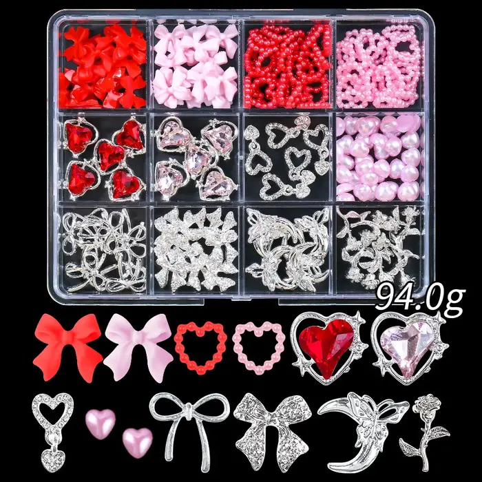 120 ks/škatľa 3D zlatá mašľa motýľ nechtové prívesky z lesklého kovu roztomilý motýlik/diamant hviezda nechtový šperk