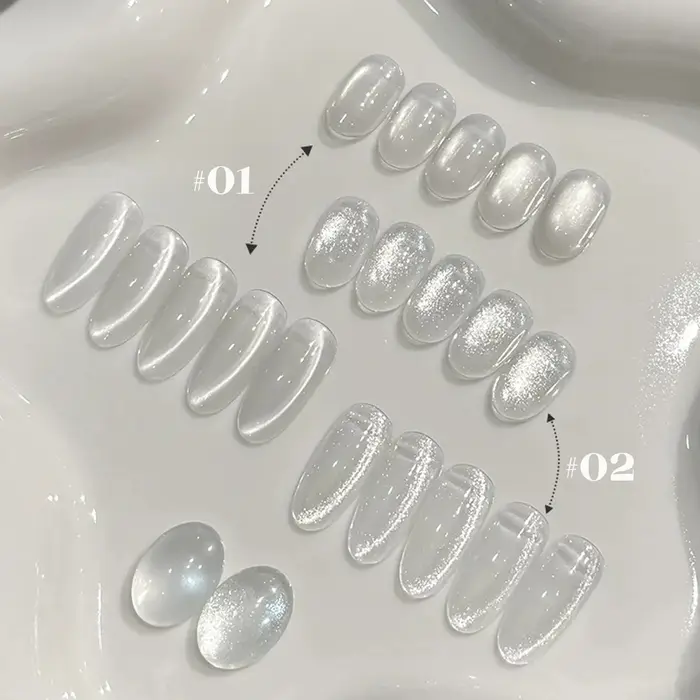 1-12 pièces WS Style chaud Non-gris universel blanc oeil de chat Gel vernis à ongles Super Flash bla