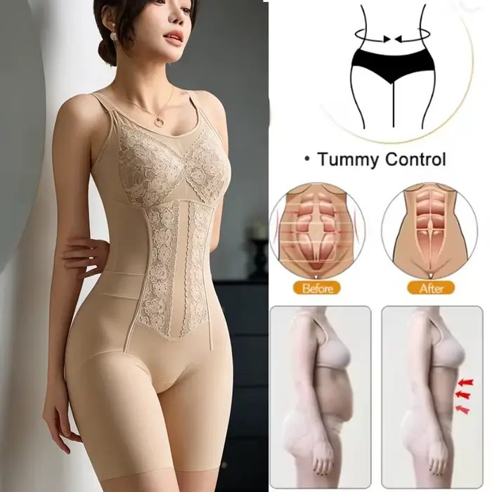 Body sculptant pour femme en nylon polyamide avec contrôle abdominal et ouverture arrière des fesses pour occasions spéciales et tenues quotidiennes
