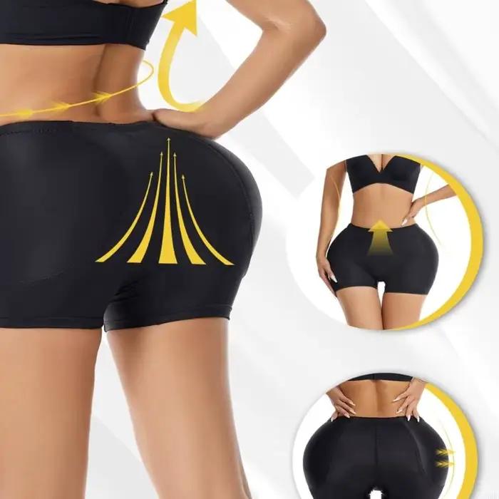 Dámske Polyester Hip Booster spodná bielizeň, chlapčenské krátke, vysoké, pletené, čierne alebo kože, pohodlné a štýlové pre každú príležitosť