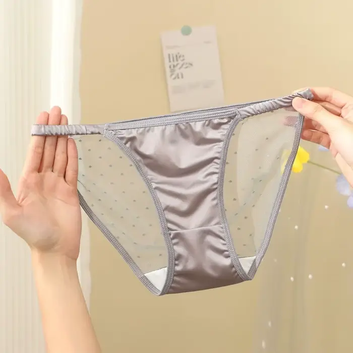 Culottes taille basse en soie glacée pour femme, lingerie coréenne douce et sans couture, entrejambe