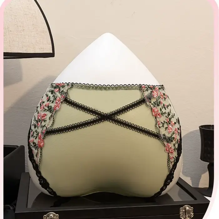 Culotte Transparente en Maille Femme Broderie Florale Dentelle Élégante Occasions Spéciales