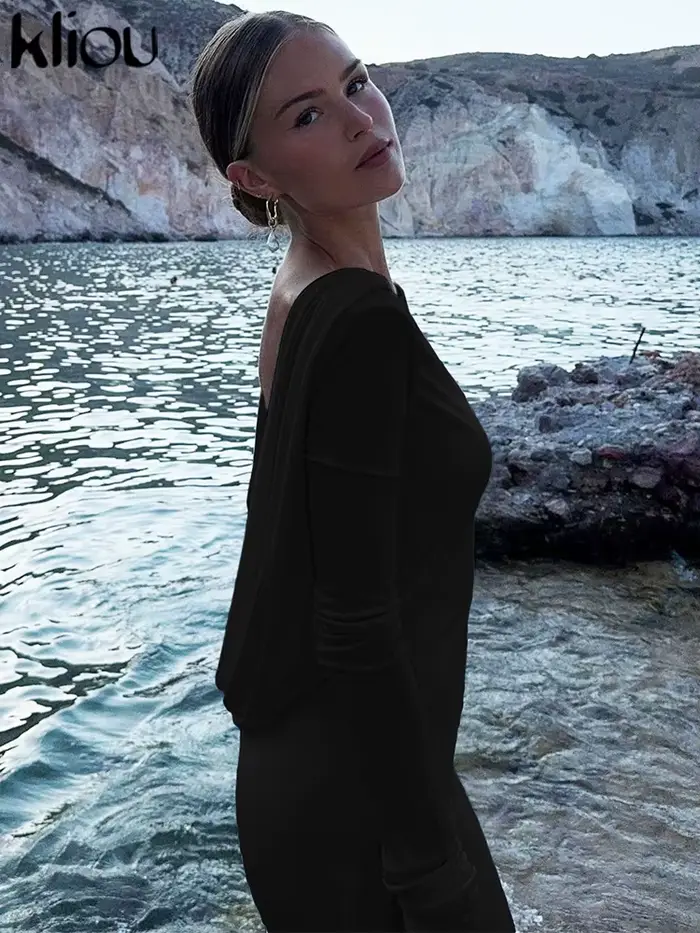 Kliou - Elegantné večerné šaty s rukávmi pre ženy