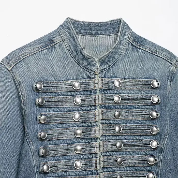 Veste en jean décontractée pour femme NLZGMSJ, collection Printemps 2026, à manches longues, col mon