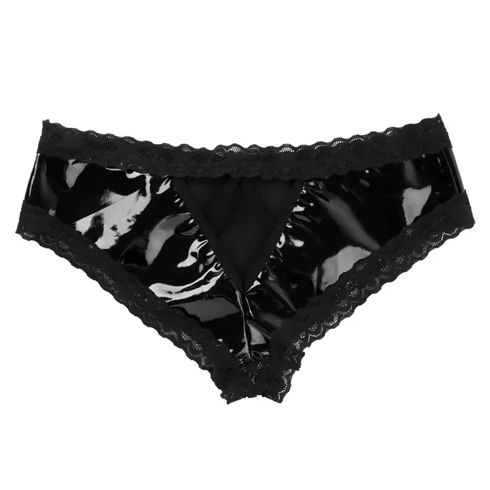 Latexové otvorené rozkrokové spodné prádlo pre ženy, Wetlook, lakovaná koža, slipy v čipka 7.0, sexy spodné prádlo pre dámy, spodná bielizeň, spodná bielizeň, nočné oblečenie
