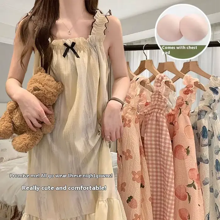 Chemise de nuit pour femme élégante sans manches polyester été mi-mollet tricotée pour dormir et sorties