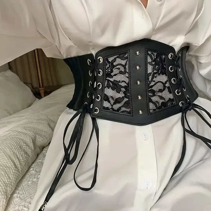 Elegantný korzetový opasok so šnurovaním – Čierny