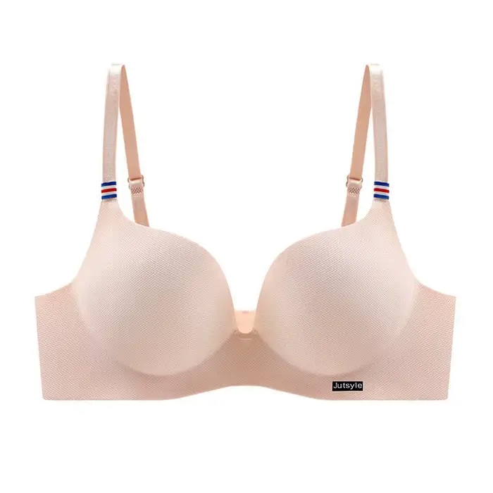 Soutien-gorge en soie glacée pour femmes, Bralettle Sexy sans couture, Push Up, Lingerie sans fil, une pièce, bonnet AB, bretelles réglables, couleur bonbon