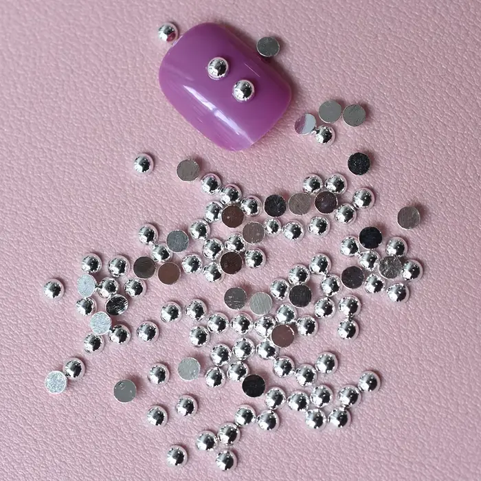 1000 pièces/sac or argent 0.8-3.0mm alliage métallique paillettes Flatback solide demi-rond Nail Art