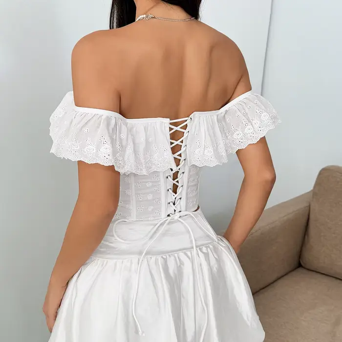 Bustier polyester tricoté avec fermeture avant pour femmes style cottagecore occassions quotidiennes et spéciales