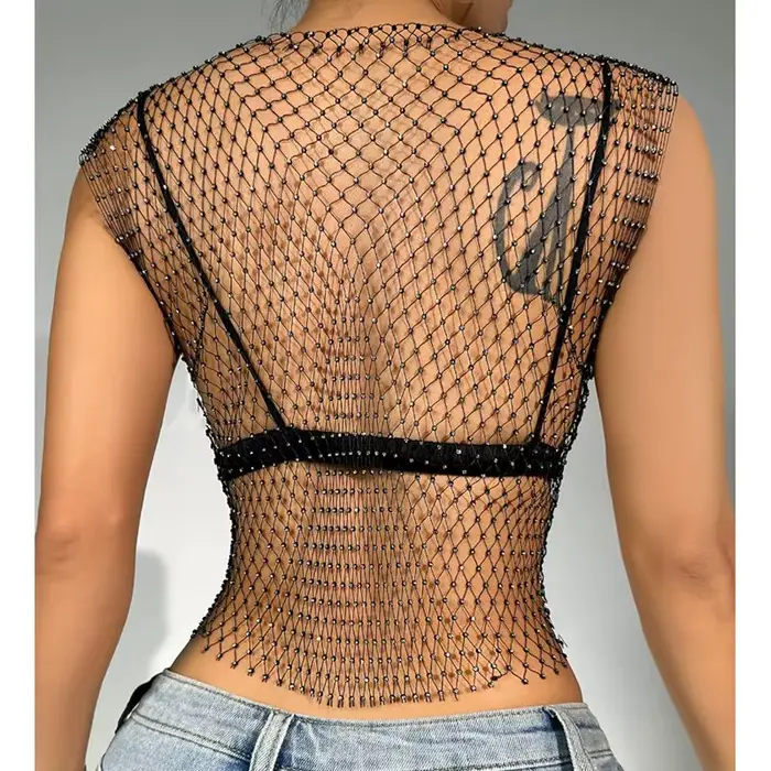 Dámsky sieťkovaný crop top