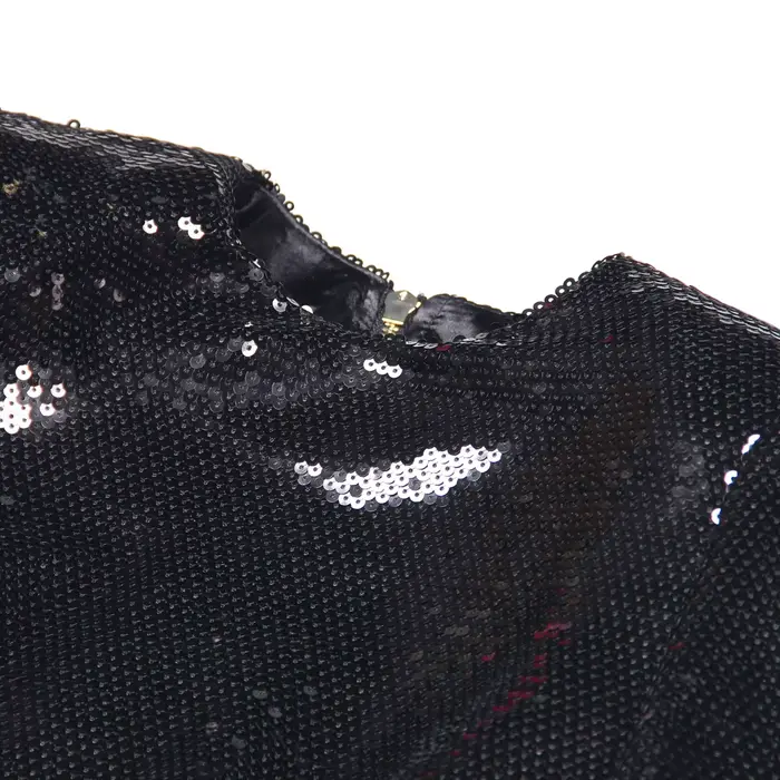 Štýlové polyesterové šaty s flitrami pre ženy, mini dĺžka, okrúhly výstrih, dlhé rukávy, high street štýl pre bankety a obrady