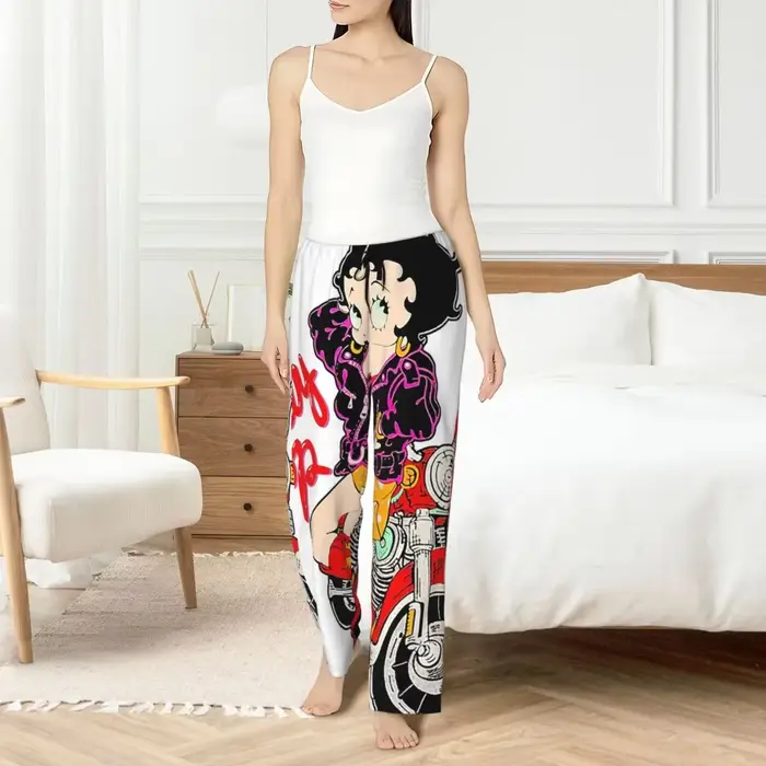 Betty Boop Dámske personalizované pyžamové nohavice, relaxačné nohavice, nočné oblečenie s vreckami