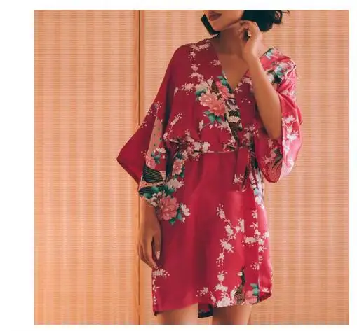 Rayon nočná košeľa pre ženu, kvetinové domáce oblečenie, príležitostné kimono, sexy, nadrozmerné 3XL