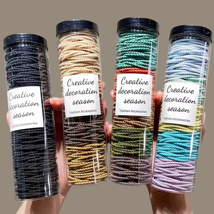 100 pcs/lot bandes de cheveux Scrunchie couleur unie élastique élastique bandeau de cheveux cravate 