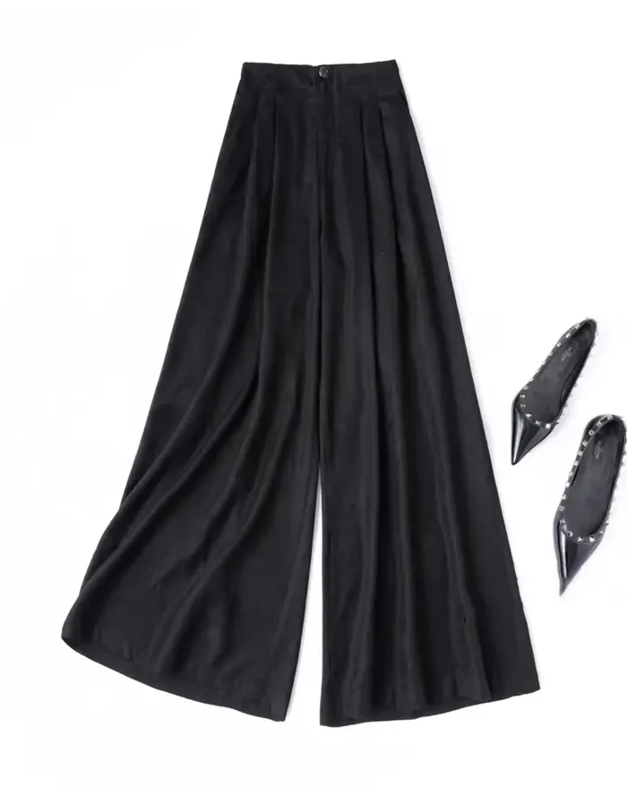 Pantalon en soie véritable 100% Birdtree 28M, pantalon large à taille élastique jacquard pour femme,