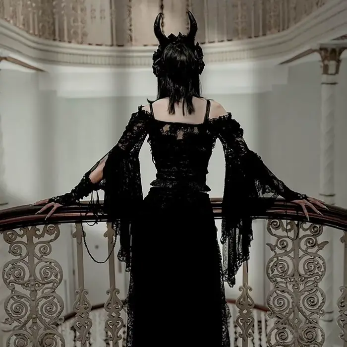 Punk bolero na zvýšenie ramien Top Trad Goth čierne šály s rozšírenými rukávmi obalové obálky na večerné šaty C