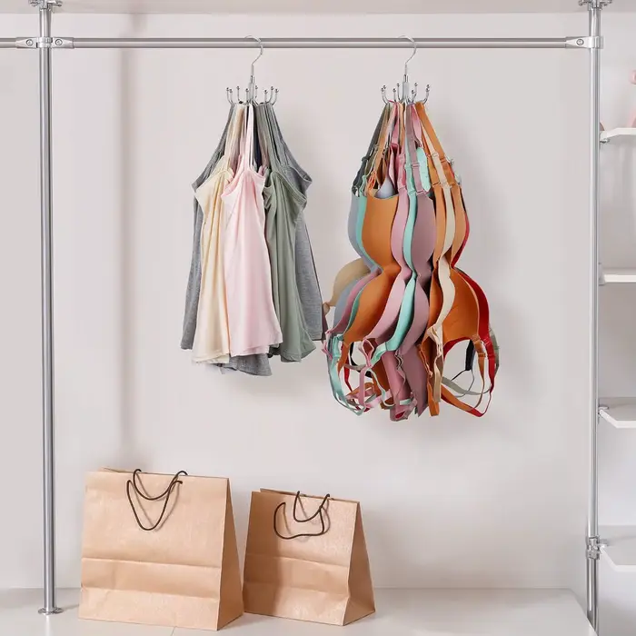 Cintre pour Débardeurs et Soutiens-Gorge en Acier Inoxydable 360° Rotatif Compact pour Organisation de Garde-Robe Occasions Spéciales