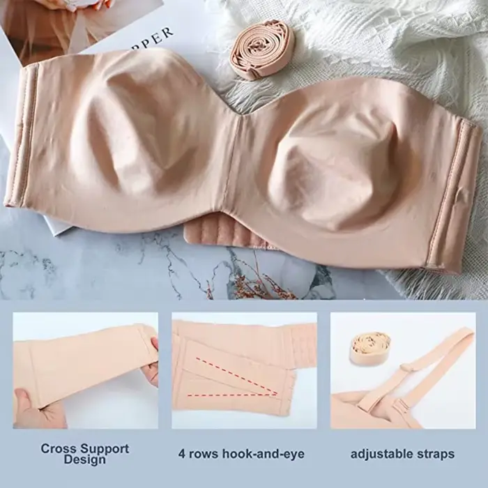 Soutien-gorge bandeau convertible sans bretelles antidérapant pour femmes taille B-G soutien complet invisible à armatures occassions spéciales jours quotidiens