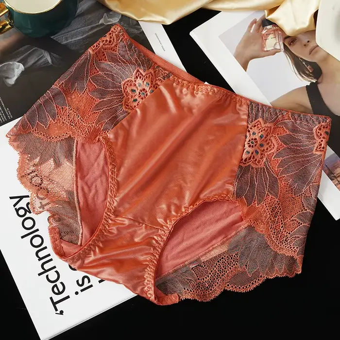 Sexy francúzsky štýl Dámske spodná bielizeň vysoko kvalitné luxusné čipky dámy bezšvíkové nohavičky polovice pása Dámske intímne spodná bielizeň nohavičky