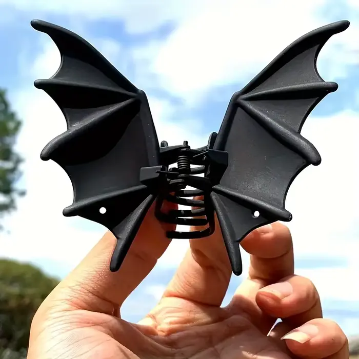 Gothická netopieria spona do vlasov Halloween matná čierna gotická punková s potlačou zvieracej špendlíky do