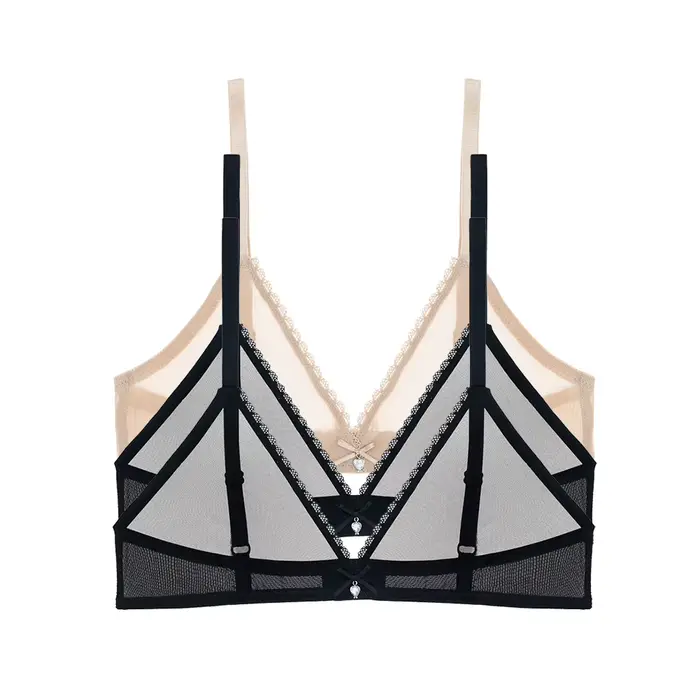 Ensemble de soutien-gorge multicolore pour femmes, sous-vêtements transparents, Sexy, fil Transparen