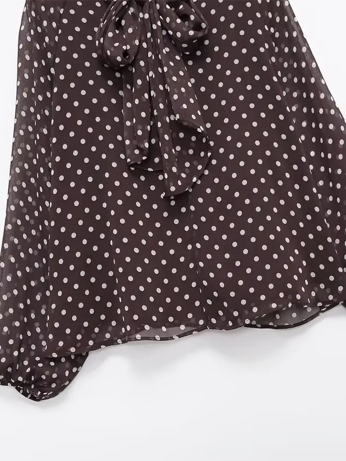 Chemisier Femme Imprimé Pois Nouvelle Collection Printemps 2026 – Blouse Élégante à Nœud Papillon et