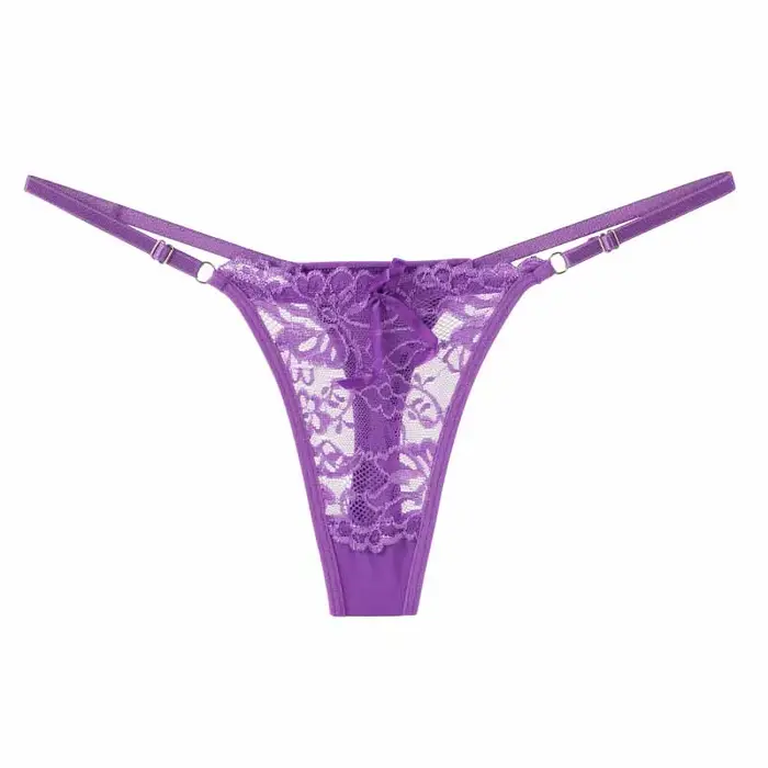 Culottes string en dentelle taille basse pour femme, avec bretelles latérales ajustables, ajourées, respirantes et sexy