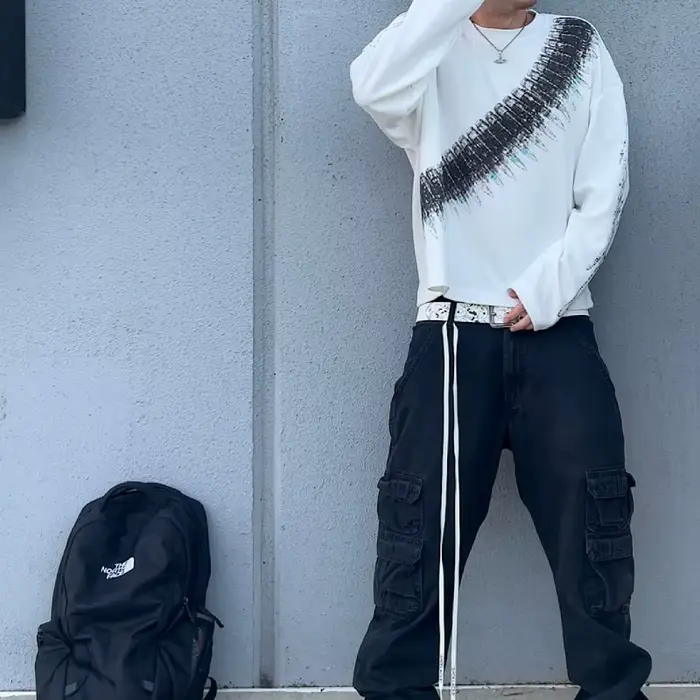 2025 Nový y2k Bullet Písmená Potlač Americký Retro Dlhé Rukávy Tričko Street Style Casual Voľný Muži a Ženy